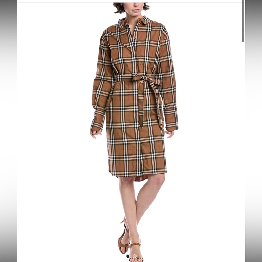 Burberry Brown Plaid Long Sleeve‎ Dress